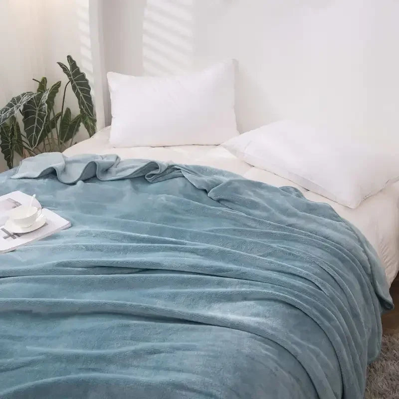 Light Blue AC Dyed Funnel Blanket in Coral Fleece