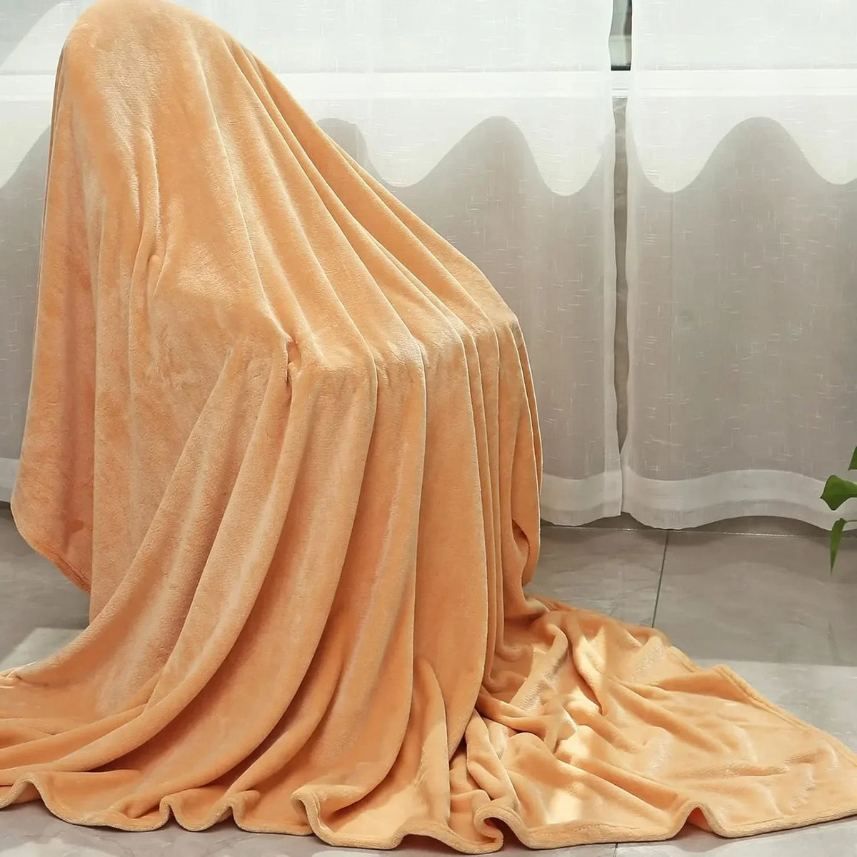 Light orange AC Dyed Funnel Blanket in Coral Fleece