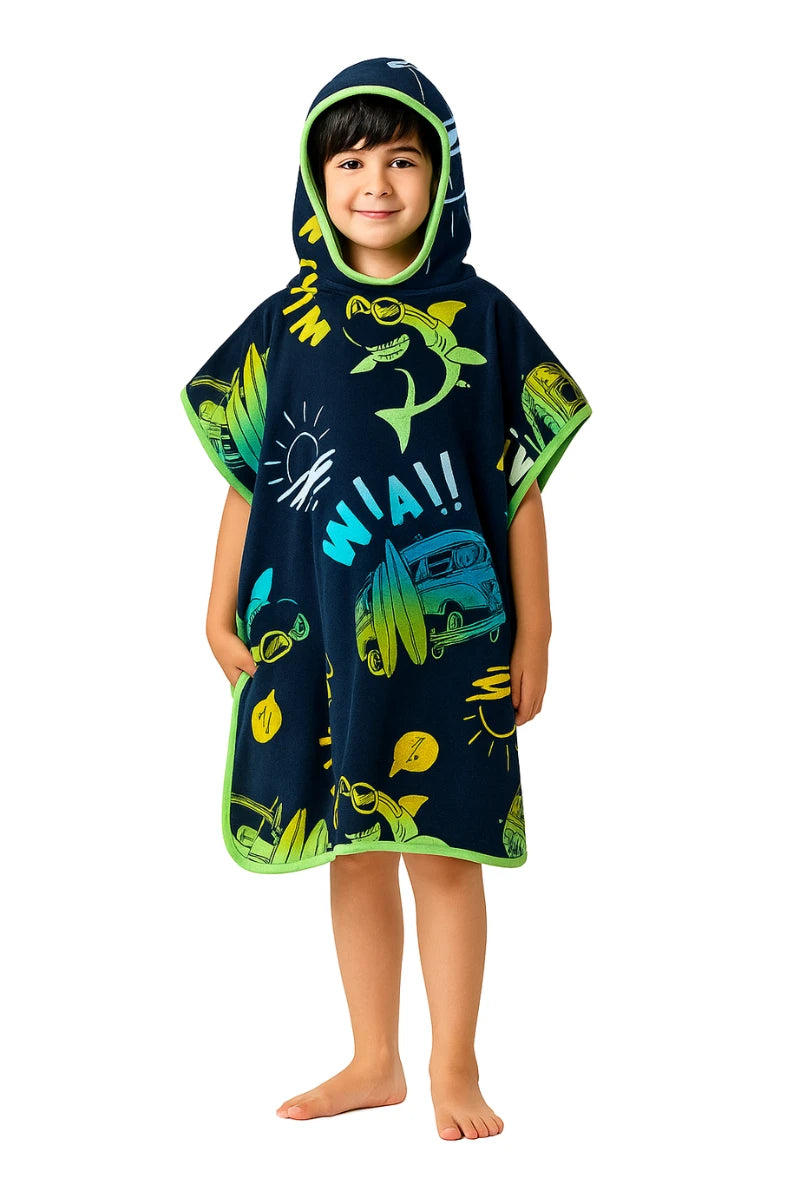 WIAii Printed Premium Cotton Kids Poncho