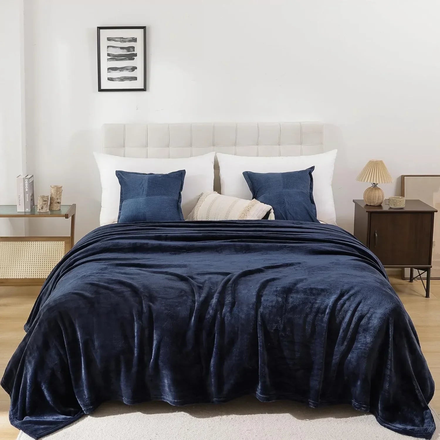 Neavy Blue AC Dyed Funnel Blanket in Coral Fleece
