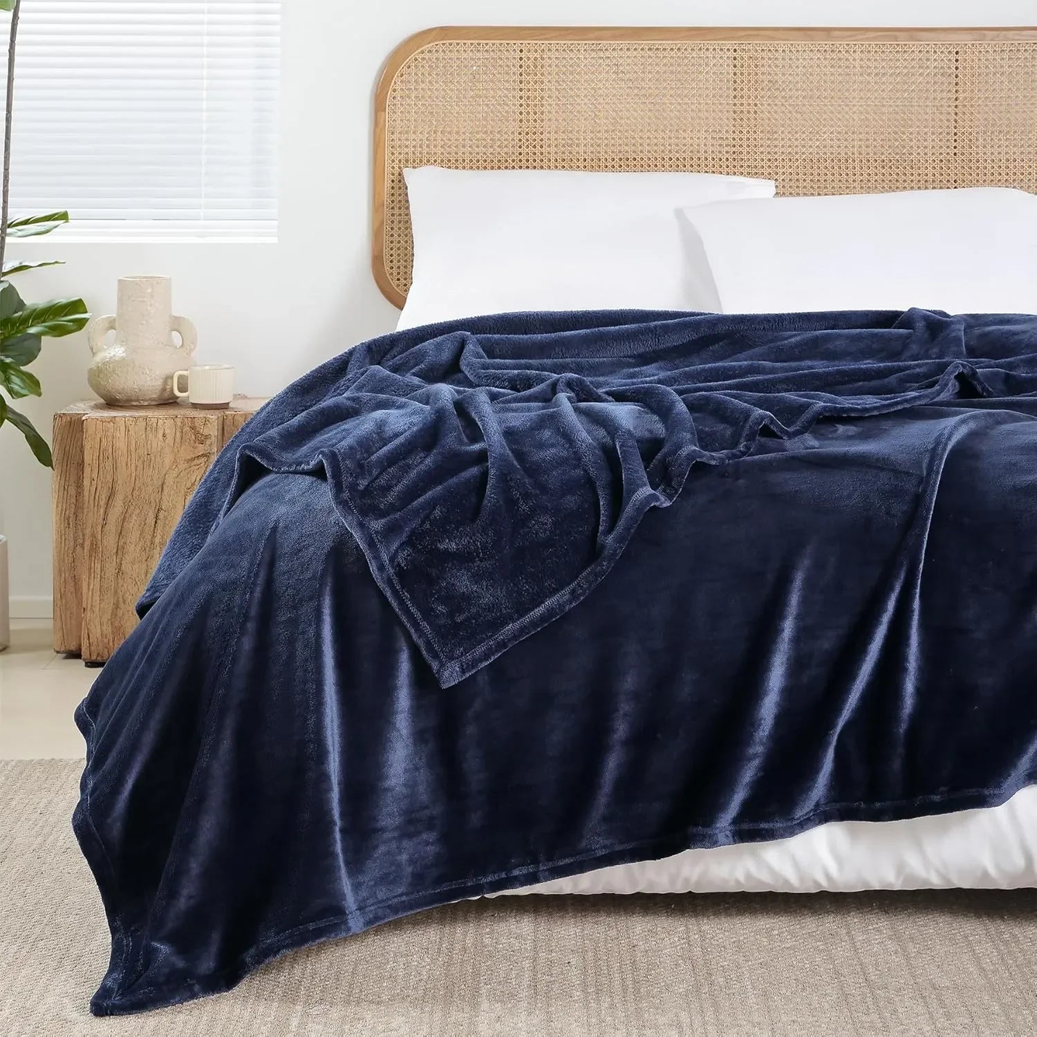Neavy Blue AC Dyed Funnel Blanket in Coral Fleece