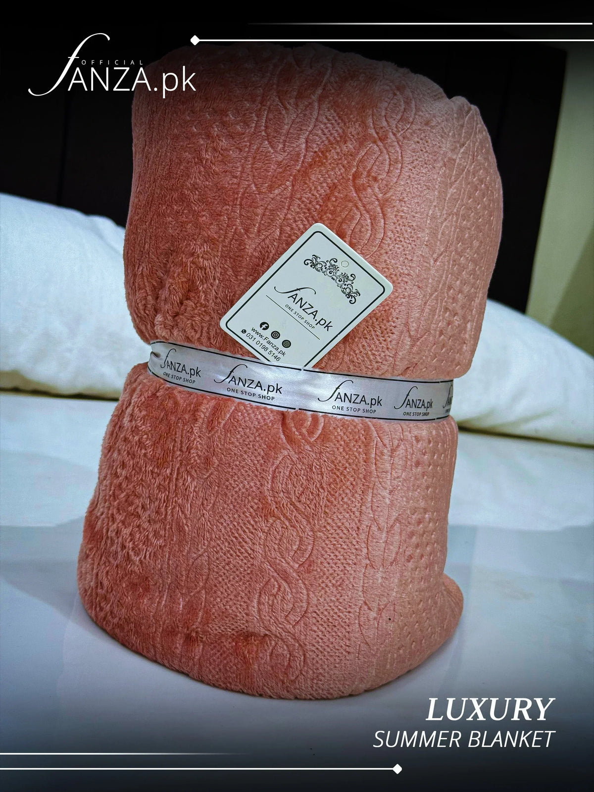 Peach Luxury AC Emboss Fleece Blanket