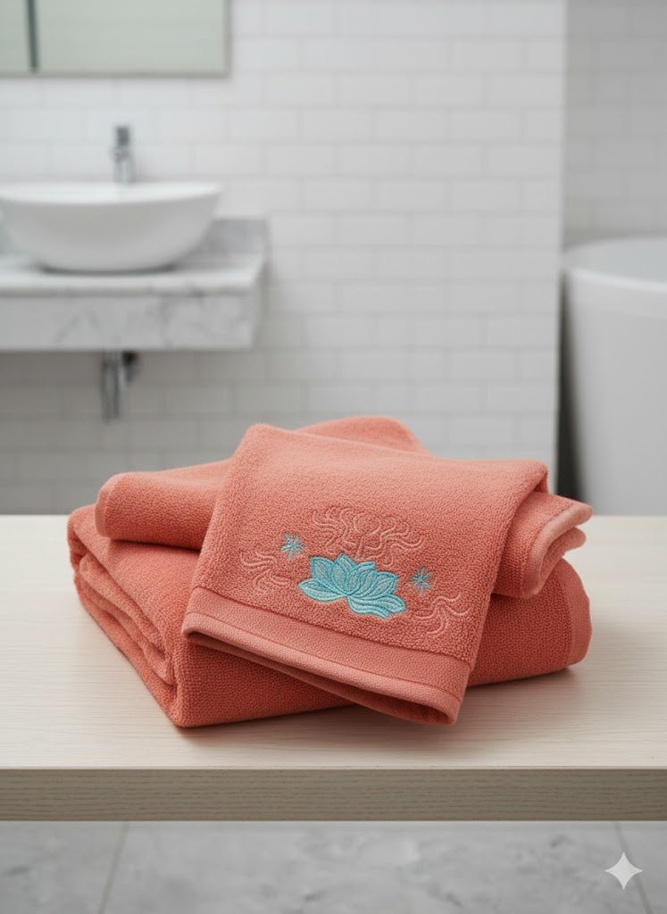 Premium Velvet Cotton  Emb Towel